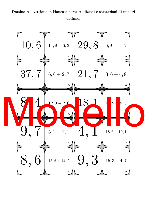 Domino - Addizioni e sottrazioni di numeri decimali | Attività Matematica
