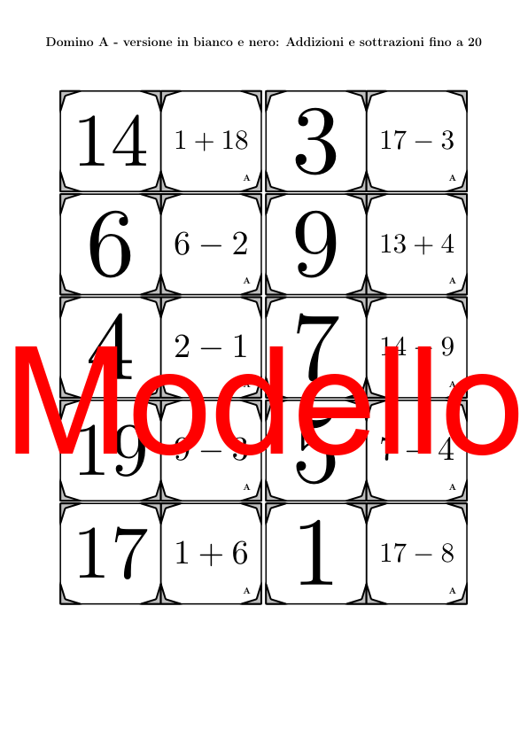 Domino | Addizioni e sottrazioni fino a 20 | Attività Matematica