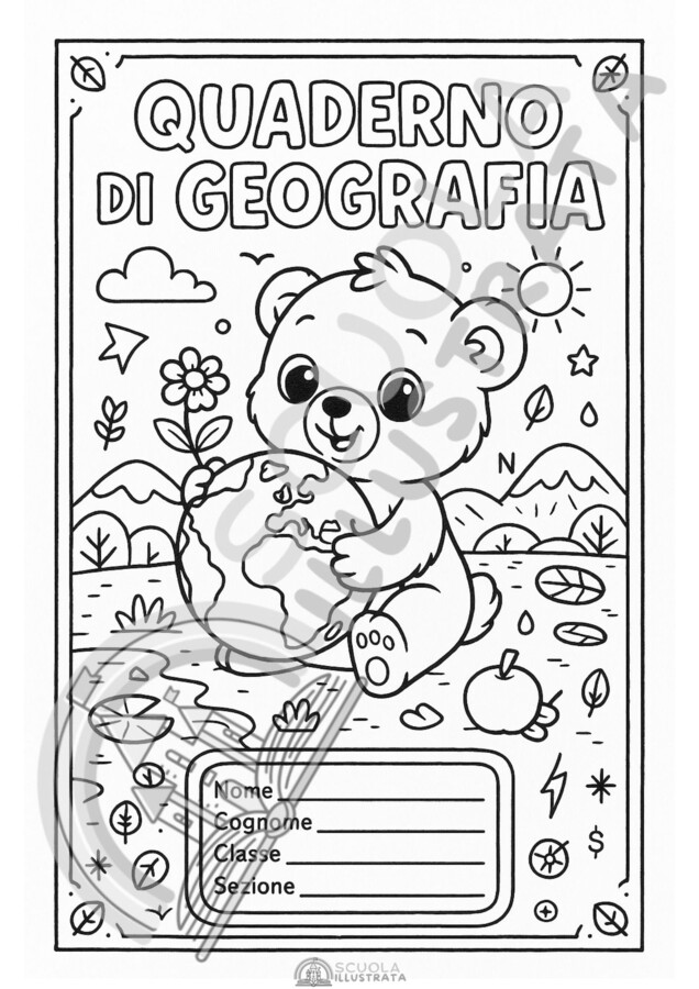 Copertine quaderni di Geografia da colorare per tutte le classi
