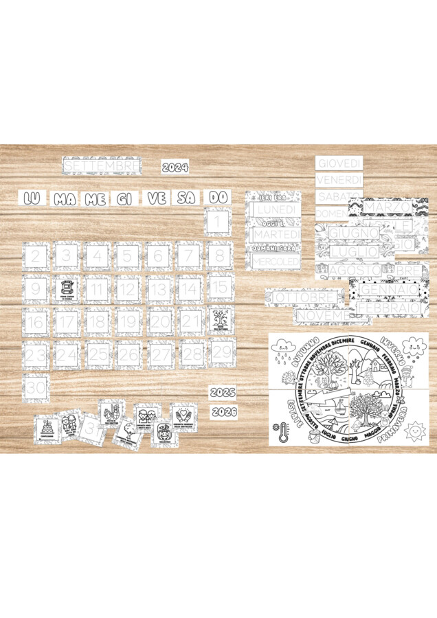 Calendario mensile con disegni d'Autunno
