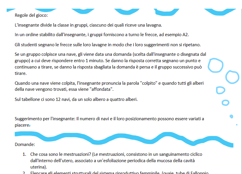 Gioco delle navi - sistema riproduttivo