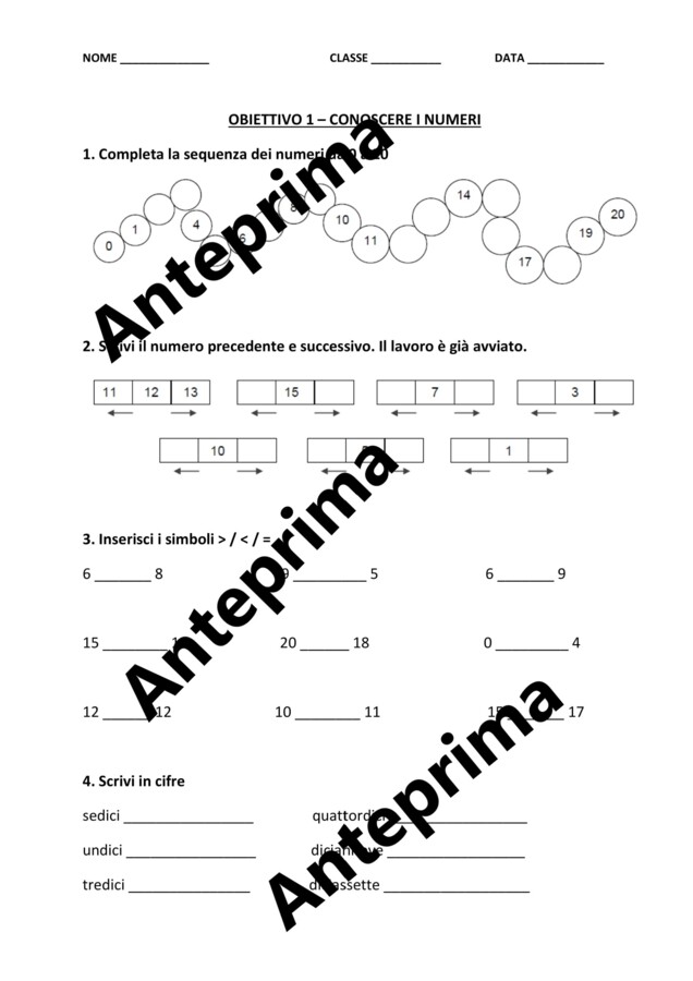 Prove di ingresso MATEMATICA classe seconda