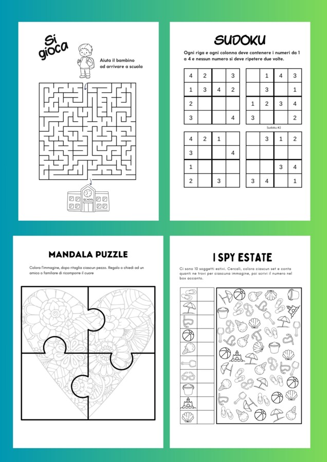 Attività per il primo giorno di scuola - Classi 2° - 3° - 4° - 5° per tutte le materie
