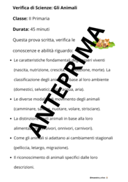 VERIFICA DI SCIENZE CLASSE SECONDA