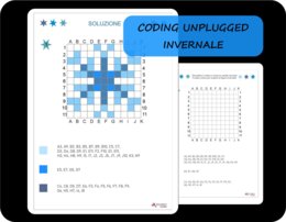Coding unplugged invernale, codifica e colora, fiocco di neve, inverno (livello facile)
