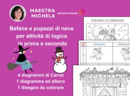 Befane e pupazzi di neve per semplici attività di logica per prima e seconda