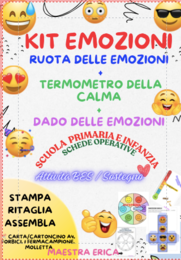 Kit Gestione Emozioni: Ruota delle emozioni, Termometro della calma, Dado emoji e schede operative | Scuola dell'Infanzia e Primaria