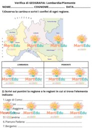 Verifica di geografia LOMBARDIA E PIEMONTE