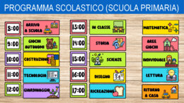 Le routine con orario scolastico (materiale a colori)