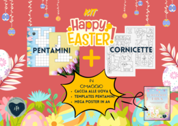 KIT PASQUA HAPPY EASTER - CORNICETTE + PENTAMINI + CACCIA ALLE UOVA + POSTER + TEMPLATES PENTAMINI di Vita da Mammestra