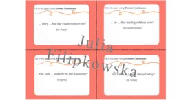 Present Continuous/ Speaking cards/ Speaking/ Set/ Package/ Conversations/ Grades 4-8/ Grades 4-6/ Grades 6-8/ Primary school/ Warm-up/ Speaking cards/ Grammar/ Grammar/ Speaking cards grammar / Grammar cards/ Presente continuo/ Schede parlanti/ Conversa