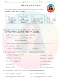 VERIFICA DI STORIA PAROLE DEL TEMPO, SUCCESIONE, CONTEMPORANEITÀ, CAUSA-EFFETTO, PASSATO-PRESENTE-FUTURO