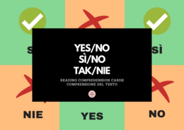 YES/NO, SI/NO, TAK/NIE cards comprensione del testo (tre lingue: ITALIANO, INGLESE, POLACCO)