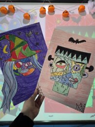 HALLOWEEN PICASSO DISEGNO FRANKENSTEIN STREGA