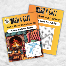 Caldi e accoglienti puzzle di parole in inglese. 56 puzzle a stampa grande per adulti, attività divertente per esercitare la mente con le soluzioni.