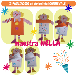 Pagliaccio con simboli di Carnevale
