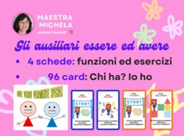 GLI AUSILIARI ESSERE ED AVERE: funzioni, esercizi, card "Chi ha? Io ho?" per ripasso degli indicativi