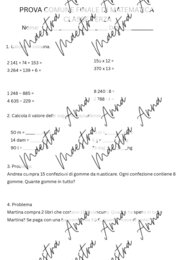Prova comune finale di matematica – Classe terza primaria (con soluzioni)
