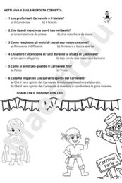Carnevale: lettura e comprensione del testo, costruzione maschera.