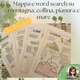 BUNDLE GEOGRAFIA: 4 schede su montagna, collina, pianura e mare.