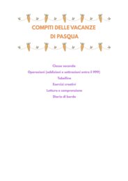 COMPITI DELLE VACANZE PASQUALI CLASSE SECONDA ITA - MATE - DIARIO