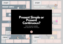 Present Simple or Present Continuous? giochi da tavolo per esercitarsi nell'uso corretto dei tempi verbali in inglese