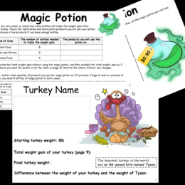 Fall Thanksgiving Math Project Operations with Decimals Project PBL Feed Turkey