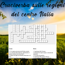 Cruciverba sulle regioni del centro Italia