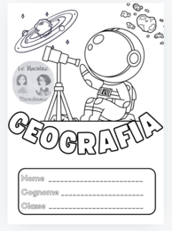Copertina a tema spaziale quaderno di geografia