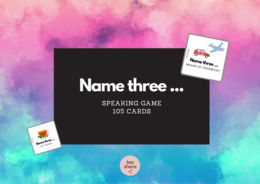 Name three ... vocabulary practice 105 cards INGLESE 🎲personality & appearance 🎲house & furniture 🎲education 🎲jobs 🎲food 🎲sport 🎲and travelling