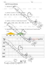 Verifica gennaio valore posizionale con griglia di valutazione e autovalutazione