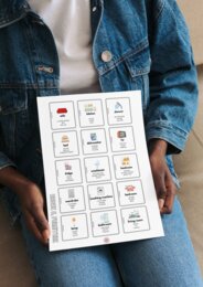 TABOO speaking game 105 cards INGLESE 🎲personality & appearance 🎲house & furniture 🎲education 🎲jobs 🎲food 🎲sport 🎲and travelling