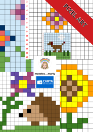 5 PIXEL ART DI PRIMAVERA + GRIGLIA VUOTA PERSONALIZZABILE