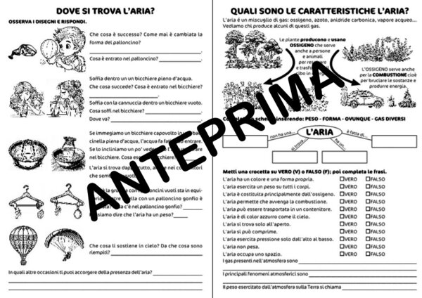 DOVE SI TROVA L'ARIA ESPERIMENTI E OSSERVAZIONI - SCUOLA PRIMARIA - DALLA CLASSE TERZA