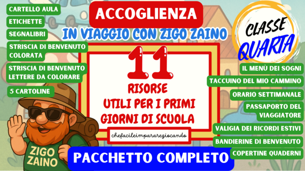 ACCOGLIENZA CLASSE QUARTA - 11 RISORSE - CARTOLINE DAL MONDO - IL VIAGGIO DI ZIGO ZAINO