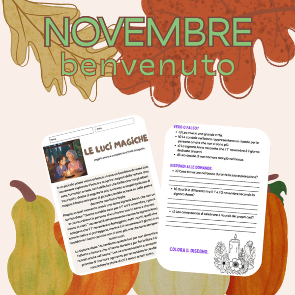1 e 2 novembre Comprensione del testo scuola primaria