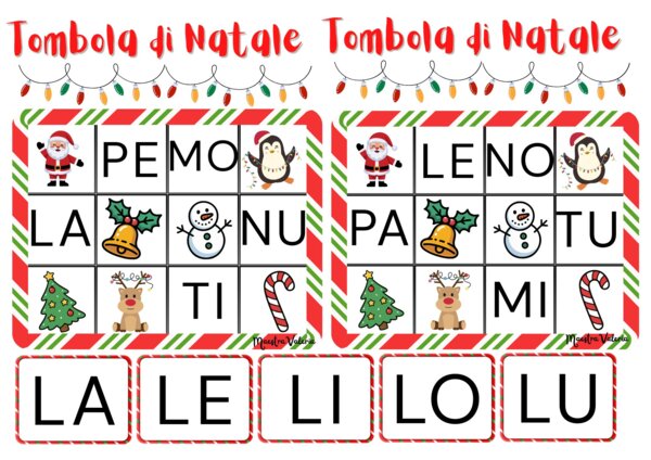 tombola di Natale con le sillabe L M P T N S