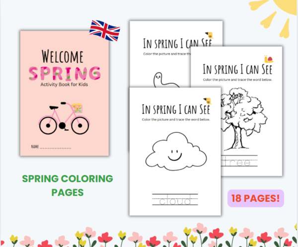 Colorare di Primavera in Inglese, ENGLISH COLORING BOOK SPRING