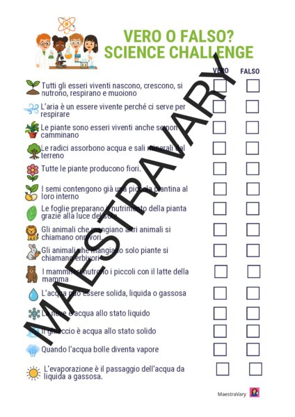 Vero o falso? Science challenge!