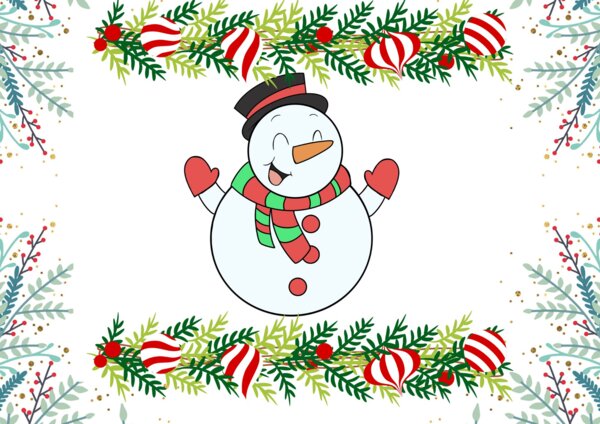 Biglietto di natale a forma di pupazzo di neve