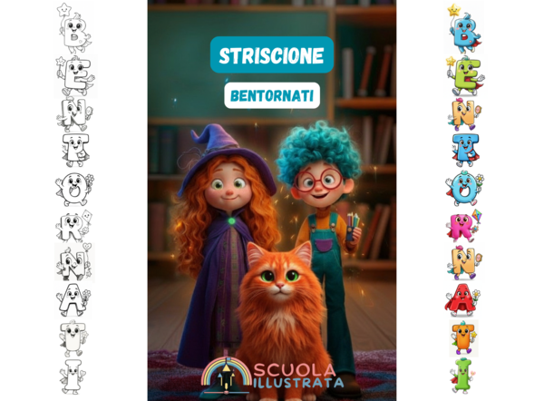 Striscione “Bentornati” con lettere mascotte