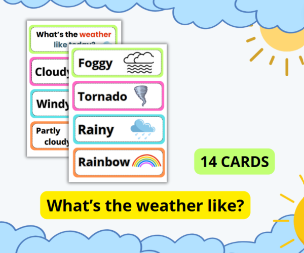 FLASHCARDS WEATHER ENGLISH, TEMPO