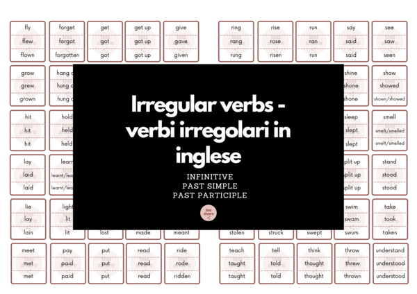 Irregular verbs - verbi irregolari in inglese CON CODICI QR