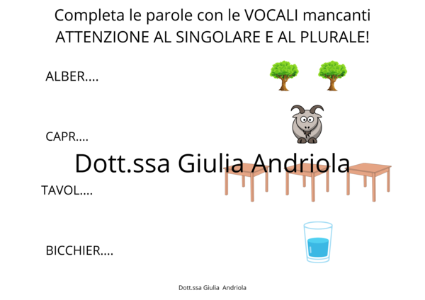VOCALI & SINGOLARE E PLURALE