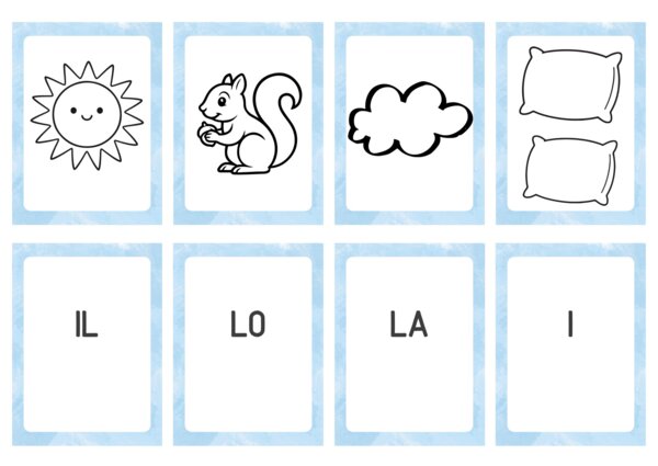 LE FLASH CARD DEGLI ARTICOLI DETERMINATIVI ED INDETERMINATIVI
