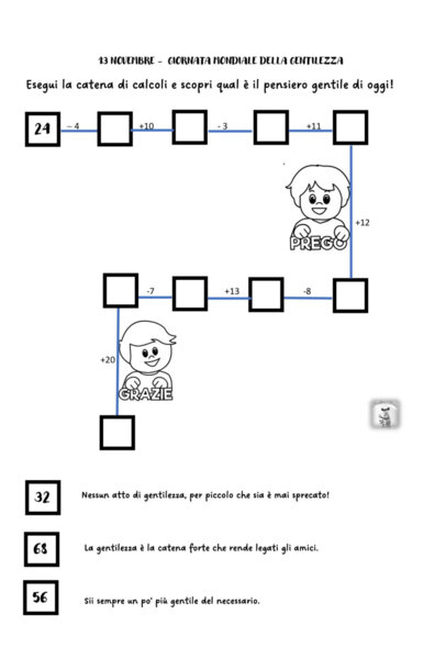 Catena di calcoli matematici - giornata mondiale della gentilezza