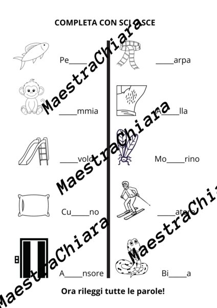 Esercizi su SCI e SCE classe prima primaria