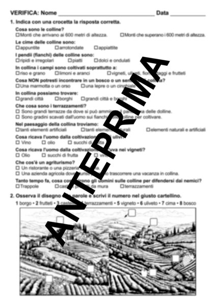 VERIFICA SULLA COLLINA CLASSE SECONDA