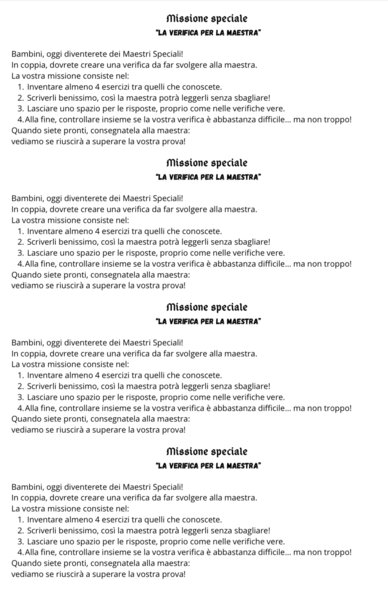Missione speciale - verifica per la maestra