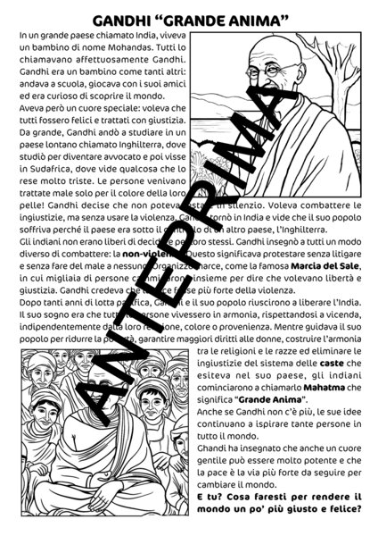 Attività Alternative alla Religione Cattolica / interdisciplinare / educazione civica: la figura del Mahatma Gandhi dalla classe terza - Scuola Primaria
